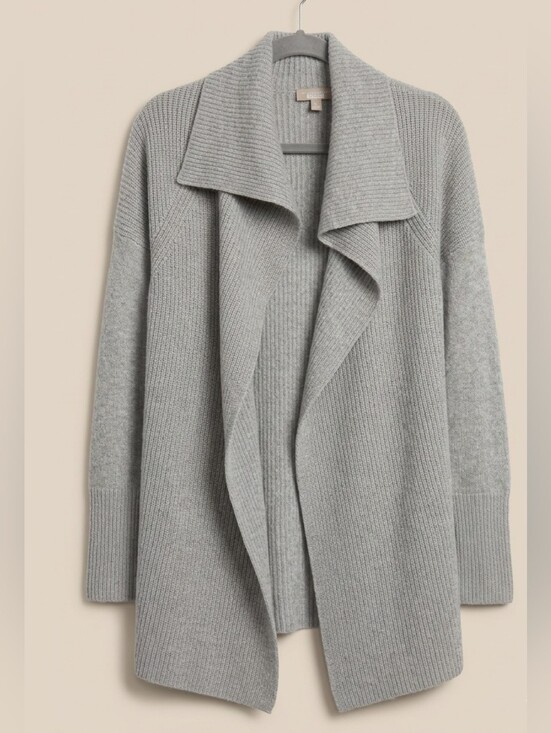 Banana Republic Sweaters - Banana Republic Ribbed 100% Cashmere Open Cardigan Draped Sweater, Small